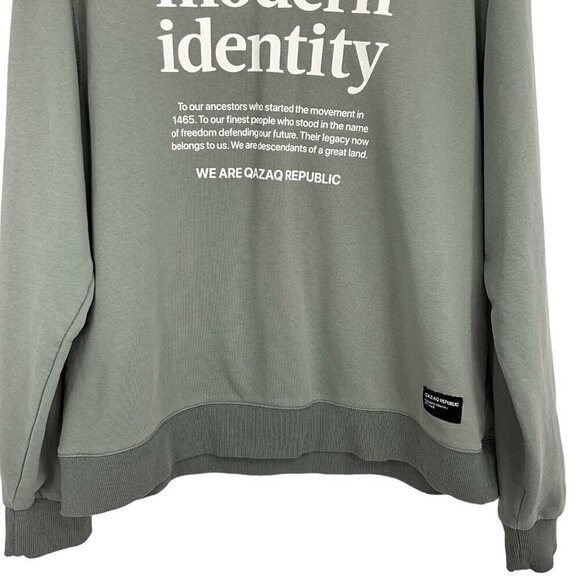 Qazaq Republic Men's Size M Sweatshirt Green Modern Identity Long Sleeve Crew - Picture 5 of 7